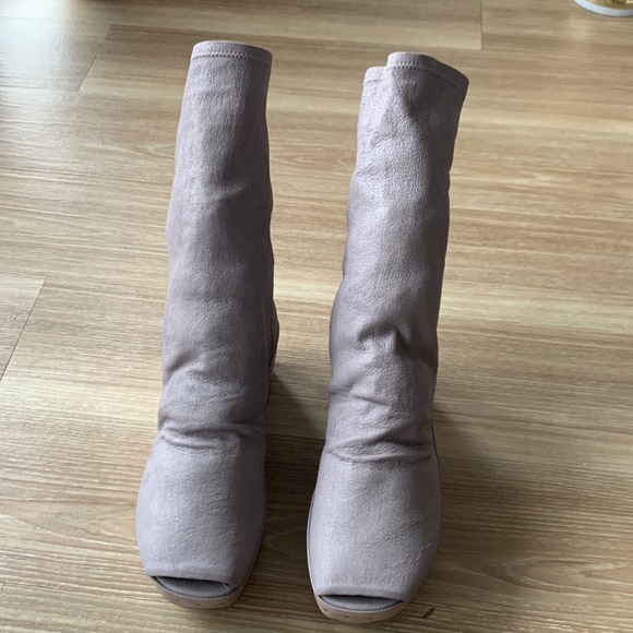 Rick Owens elasticized leather sock open toe platform bootie - Picture 11 of 17